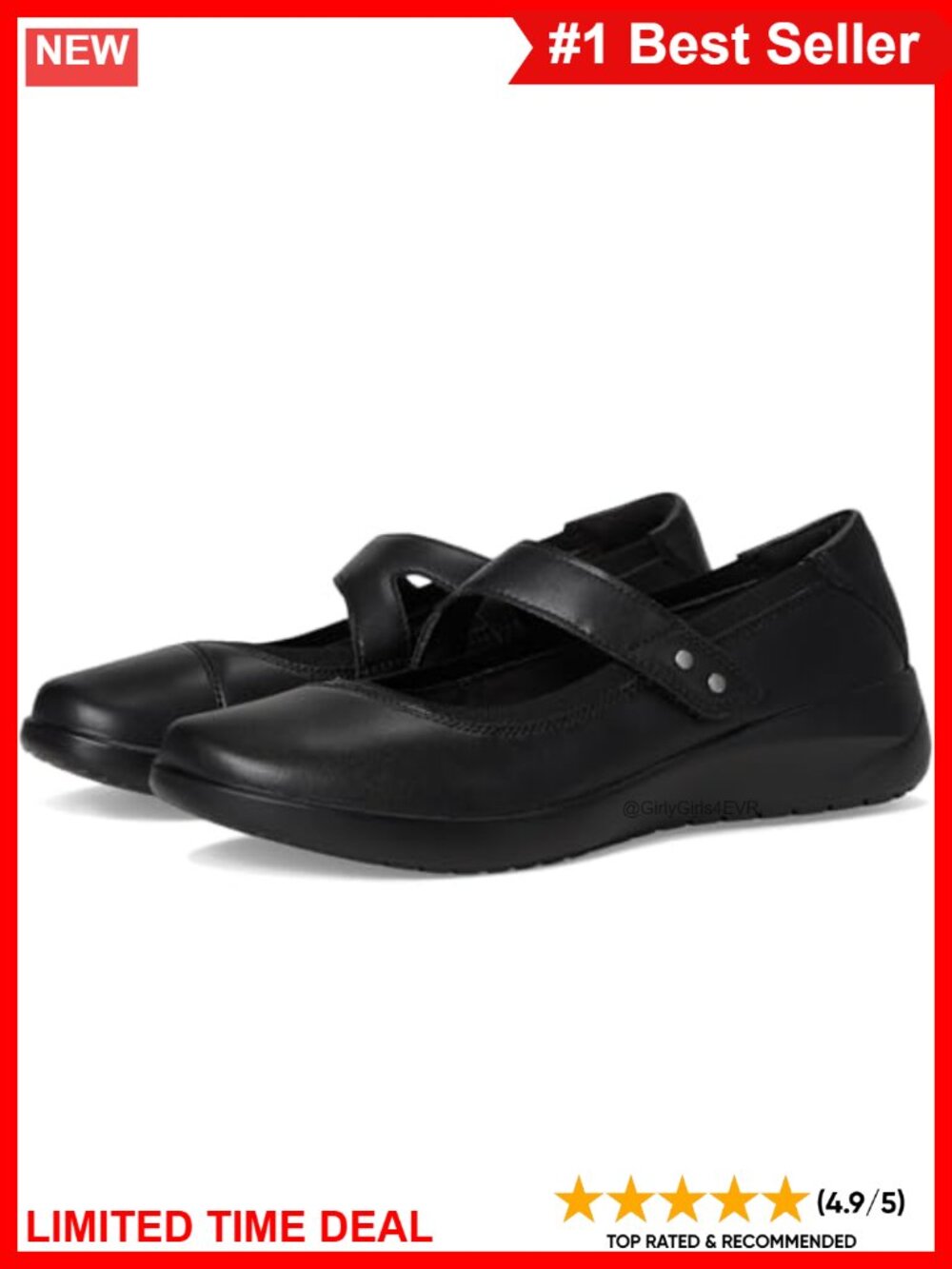 Kaetyln Jane Leather Flats Hook & Loop Comfort Work Shoes